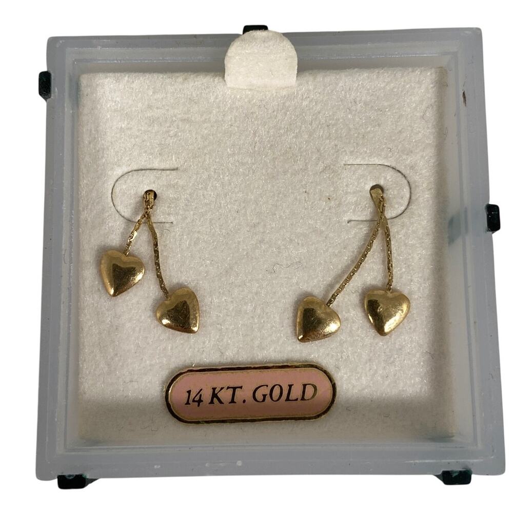 Vintage Timeless Treasures Dainty Double Hoop Drop Earrings, 14KT Gold